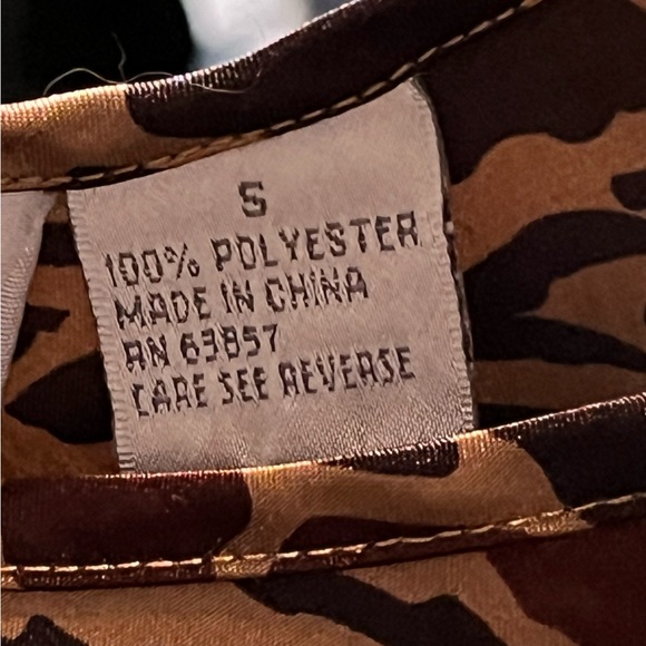 Sleepwear Set Brown Animal Print Satin Like Cropped Tank W/matching Pants Sz Sm - Picture 4 of 8